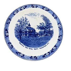 Wm Adams & Sons Souvineer Blue Transfer-ware Plate Mountain Park Hotel NH